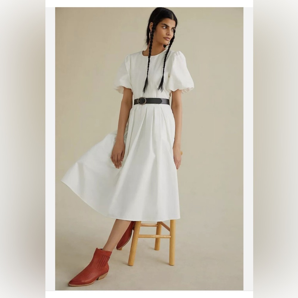 Anthropologie White Midi Dress